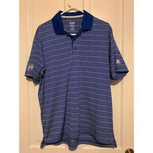 ADIDAS CLIMALITE SIZE MEDIUM BLUE STRIPED GOLF POLO SHIRT